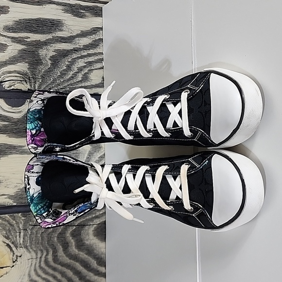 Coach Bonney Logo Butterfly Interior High Top Black Sneakers - Women's Size 8.5B - Picture 7 of 12